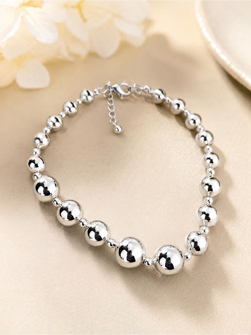 Silvertone Beaded Necklace